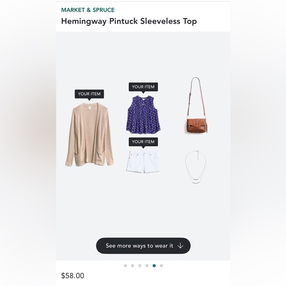 NWT Market & Spruce Hemingway Pintuck Sleeveless Blouse - Picture 3 of 6